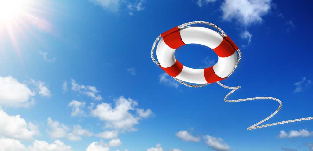 Rescue, repair, life preserver in midair