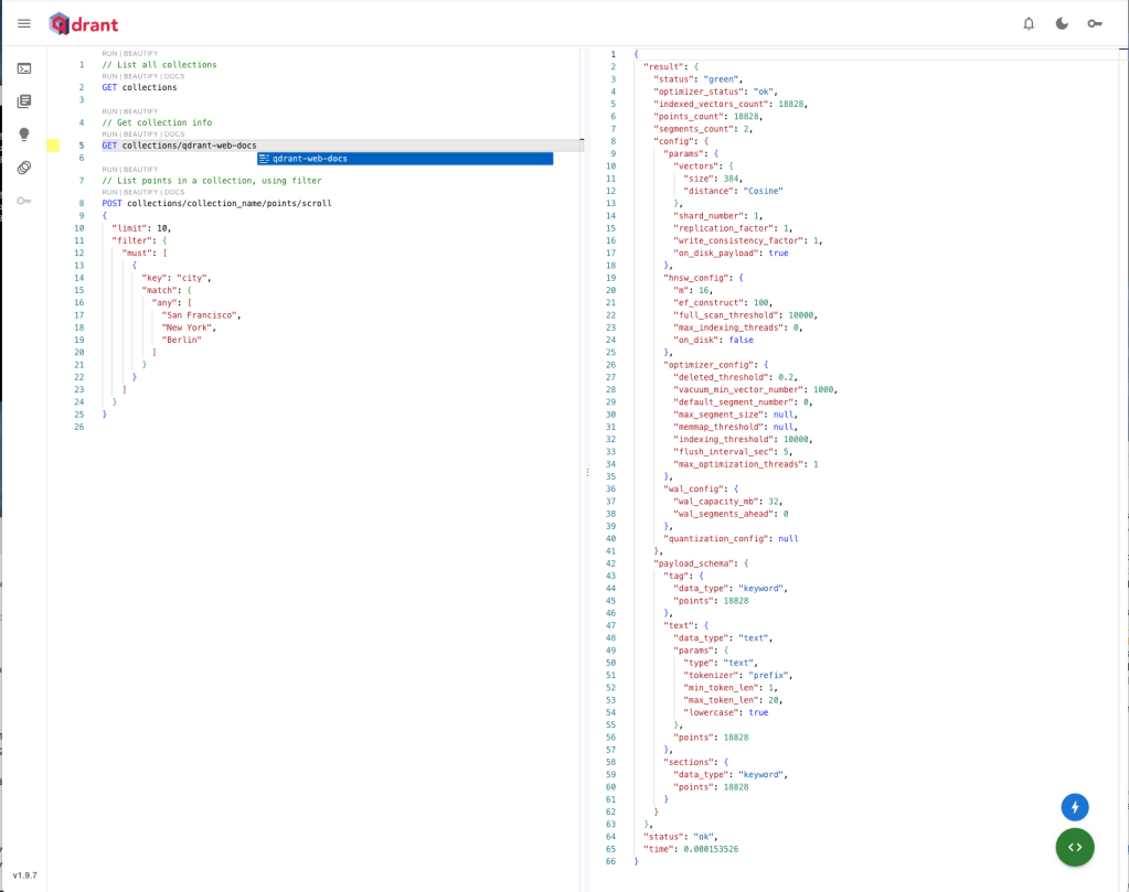 Qdrant console